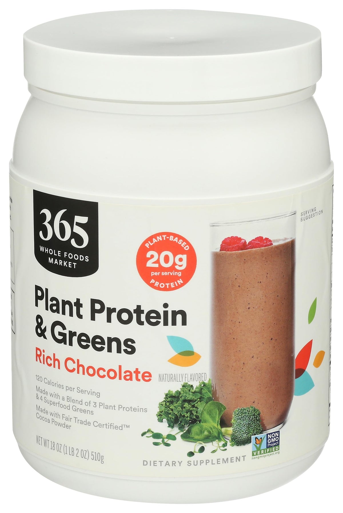 Whole Foods Market, Protein Powder And Greens Rich Chocolate, 18 Ounce