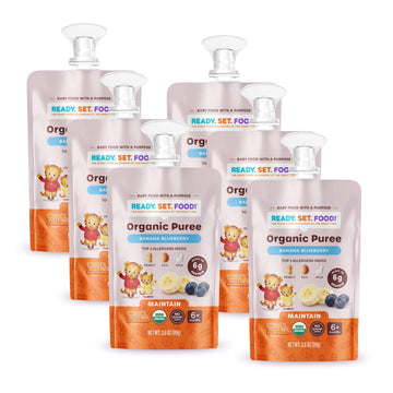 Ready Set Food Organic Puree Pouch - Organic Baby Food Squeeze Pouch with Top 3 Allergens for Baby Allergen Introduction, Includ