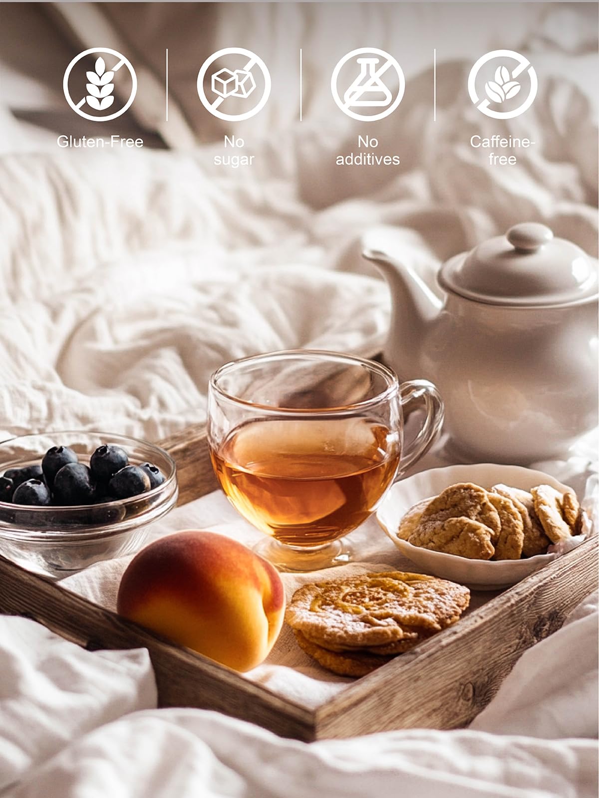 TeeLux Herbal Tea Bags, Peach Flavor with Rosehips, Hibiscus & Chamomile, Caffeine Free, 50 Count