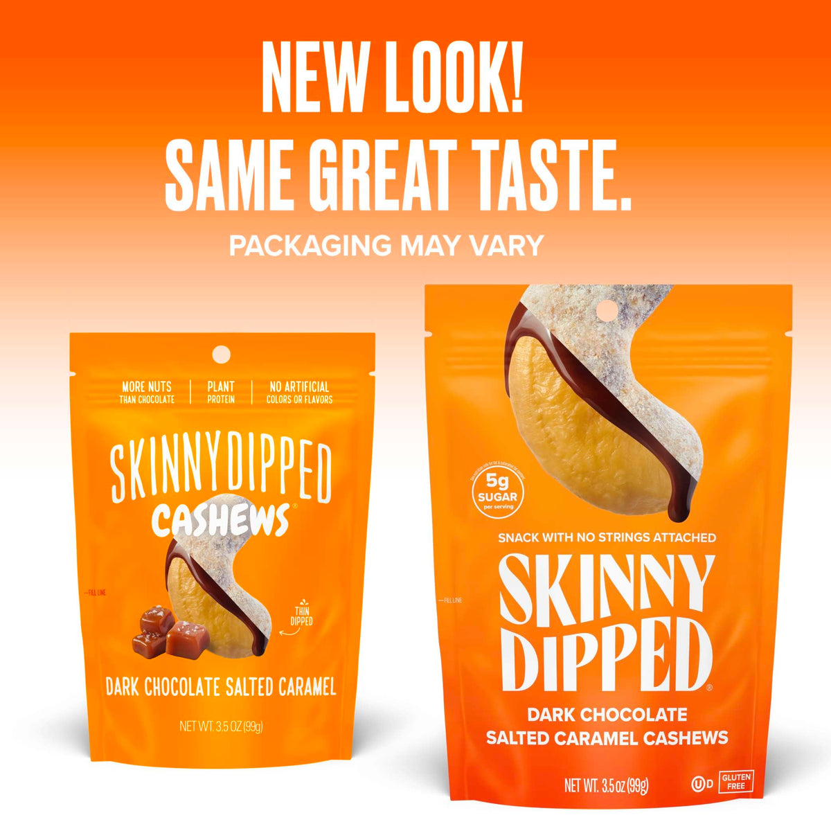 Skinnydipped Dark Chocolate Salted Caramel Cashews, Healthy Snack, Plant Protein, Gluten Free, 3.5 Oz Resealable Bags, Pack Of 1