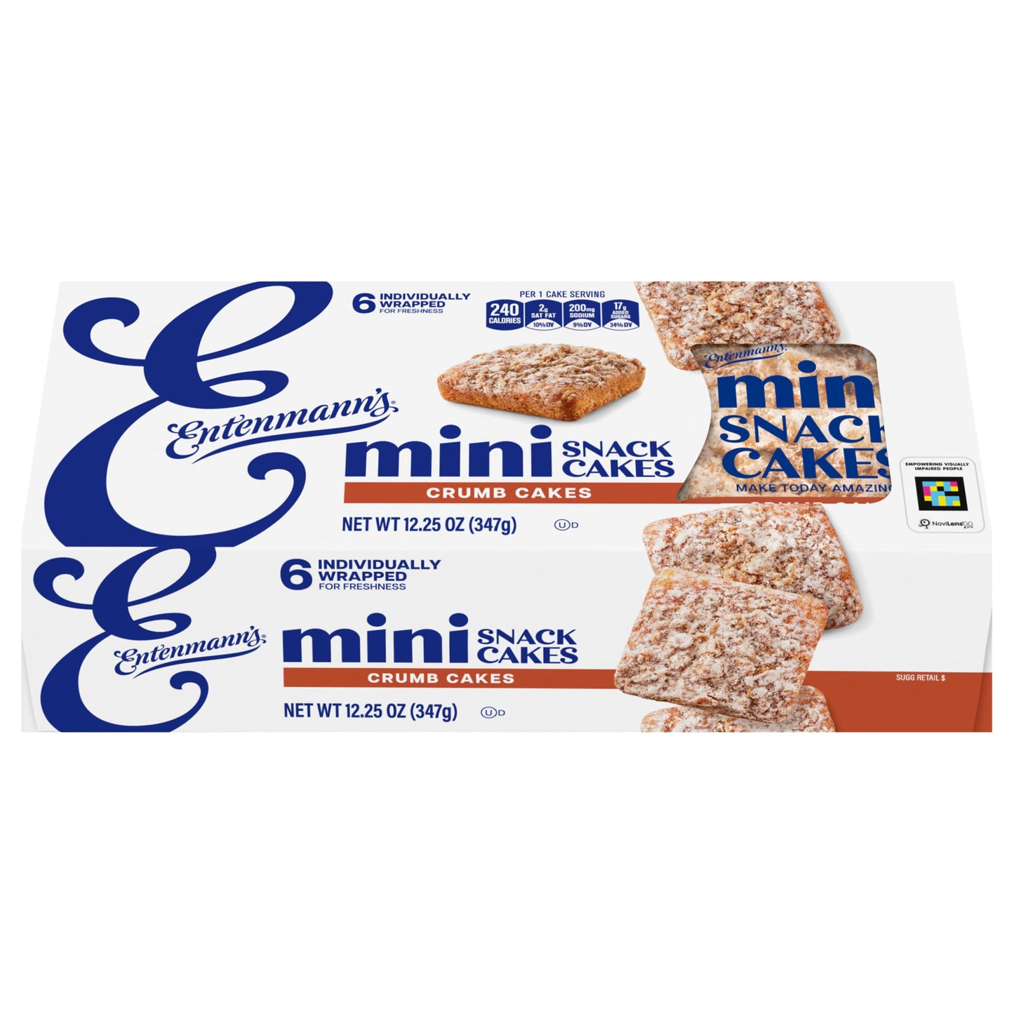 Entenmanns Minis Crumb Cake, Box of Snack Cakes, 12.25 oz, 6 Count