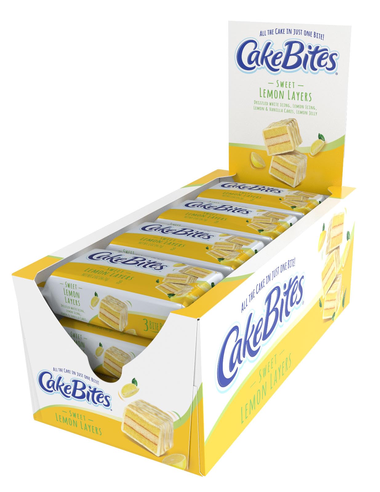 The Original Cakebites By Cookies United, Grab-And-Go Bite-Sized Snack, Sweet Lemon Layers, 12 Pack Of 3 Cookies