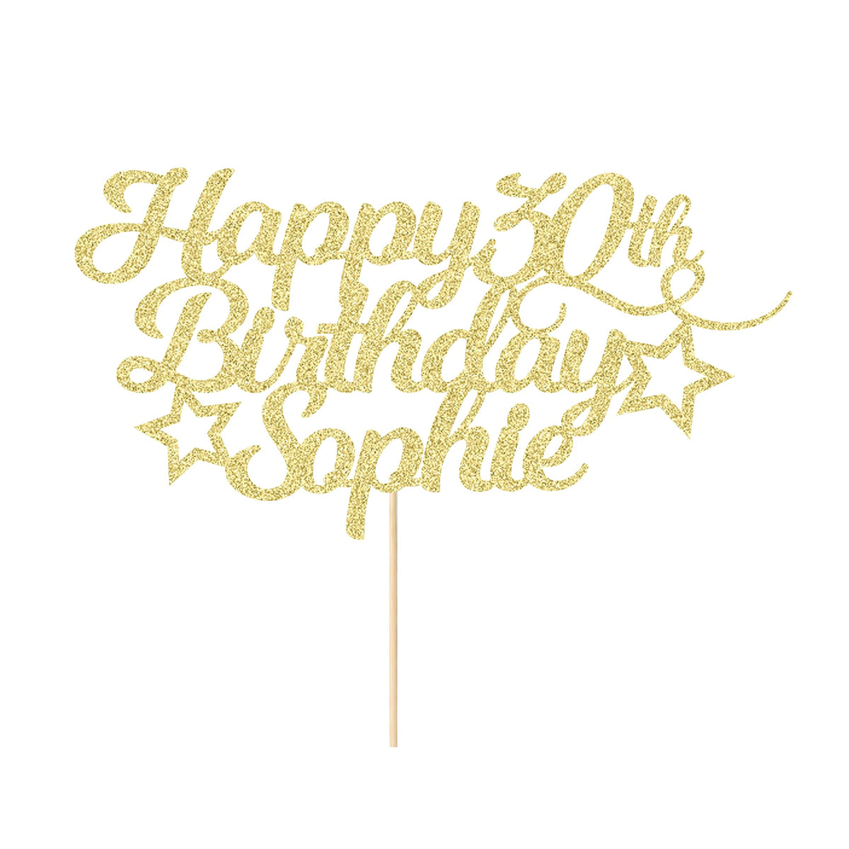 EDSG Personalized Birthday Cake Topper, Double-Sided Glitter Card, Champagne Gold, Customizable with Any Age or Name