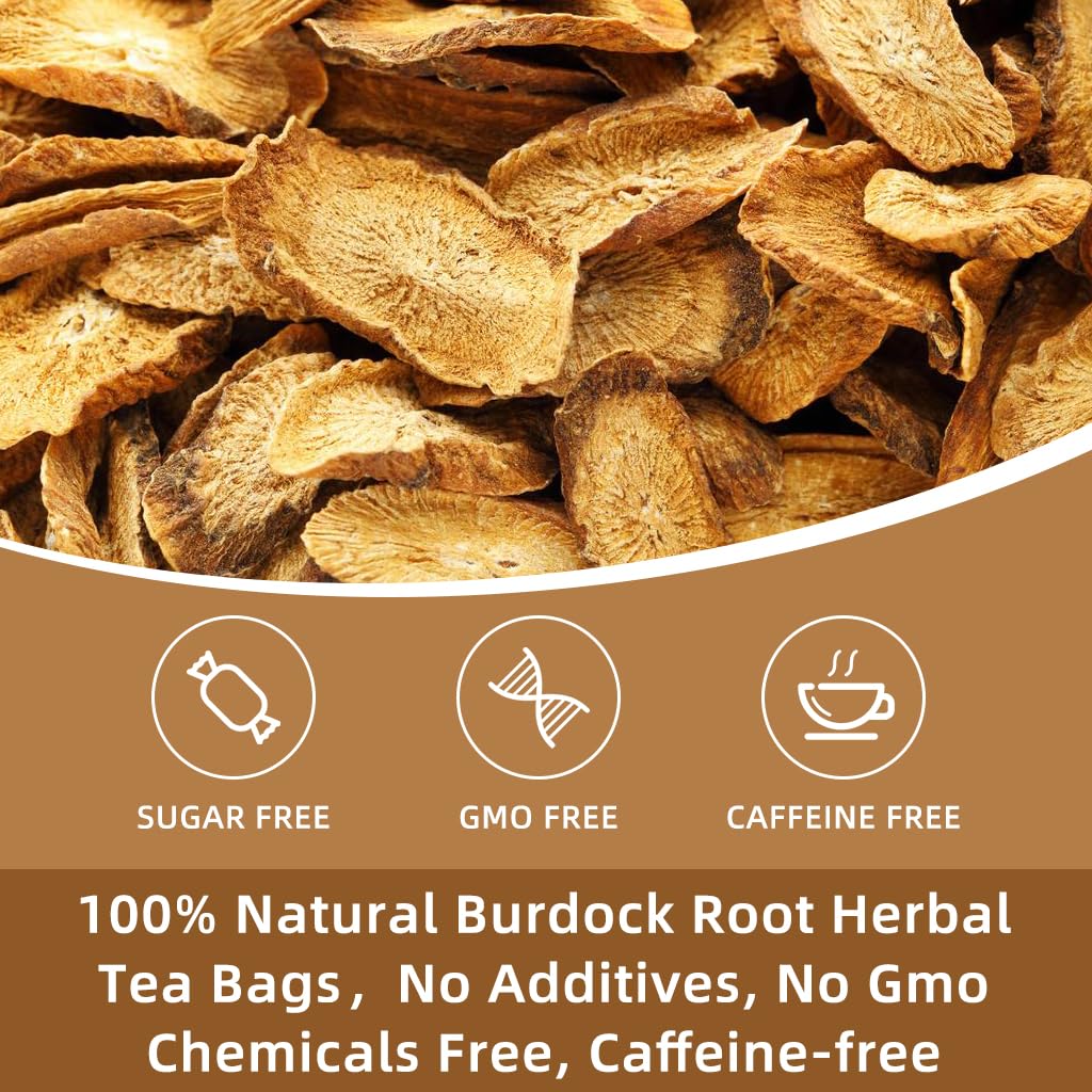 WOGORGT Burdock Root Tea Bags - Herbal Tea for Digestion & Immune Support, Caffeine Free, 40 Count
