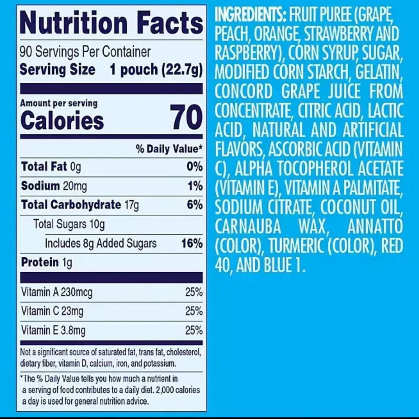Mixed Fruit Snacks, 0.8 oz Pouches, 90 Count (1 Pack)