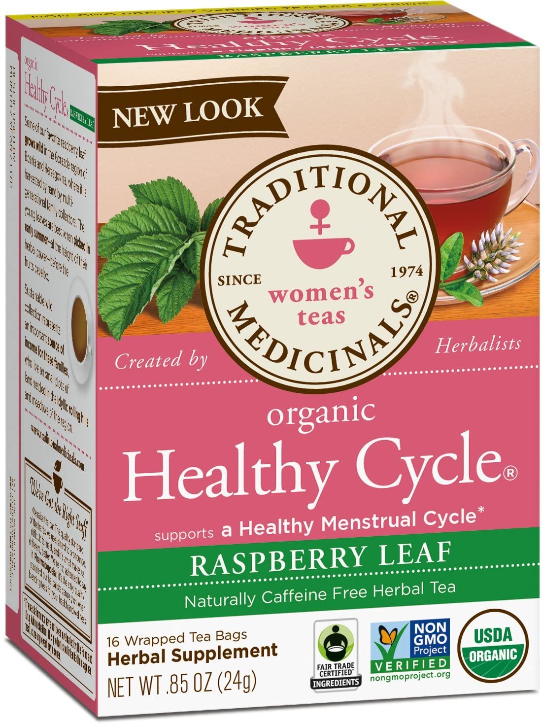 Traditional Medicinals Organic Raspberry Leaf Herbal Tea  Eases Menstrual Cramps & Supports Healthy Maternity Use  (Pack Of 2) - 32 Tea Bags Total