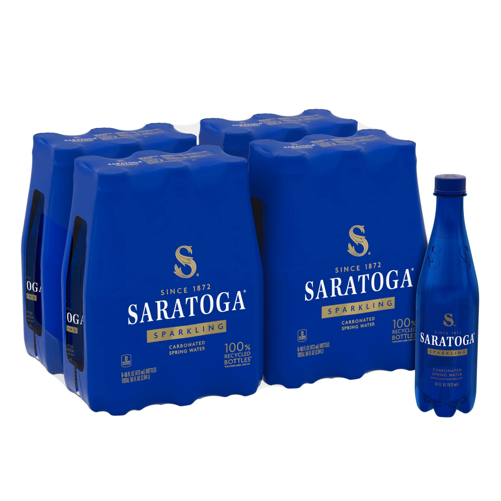 Saratoga Sparkling Spring Water Bottle PET, 16 Oz, 4 6-Pack