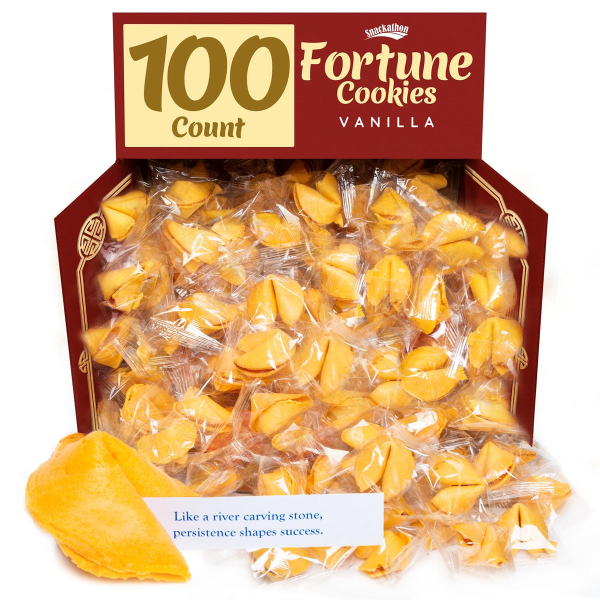 Snackathon Fortune Cookies, Individually Wrapped, Bulk Pack, Premium USA Made (100 Count, Vanilla)