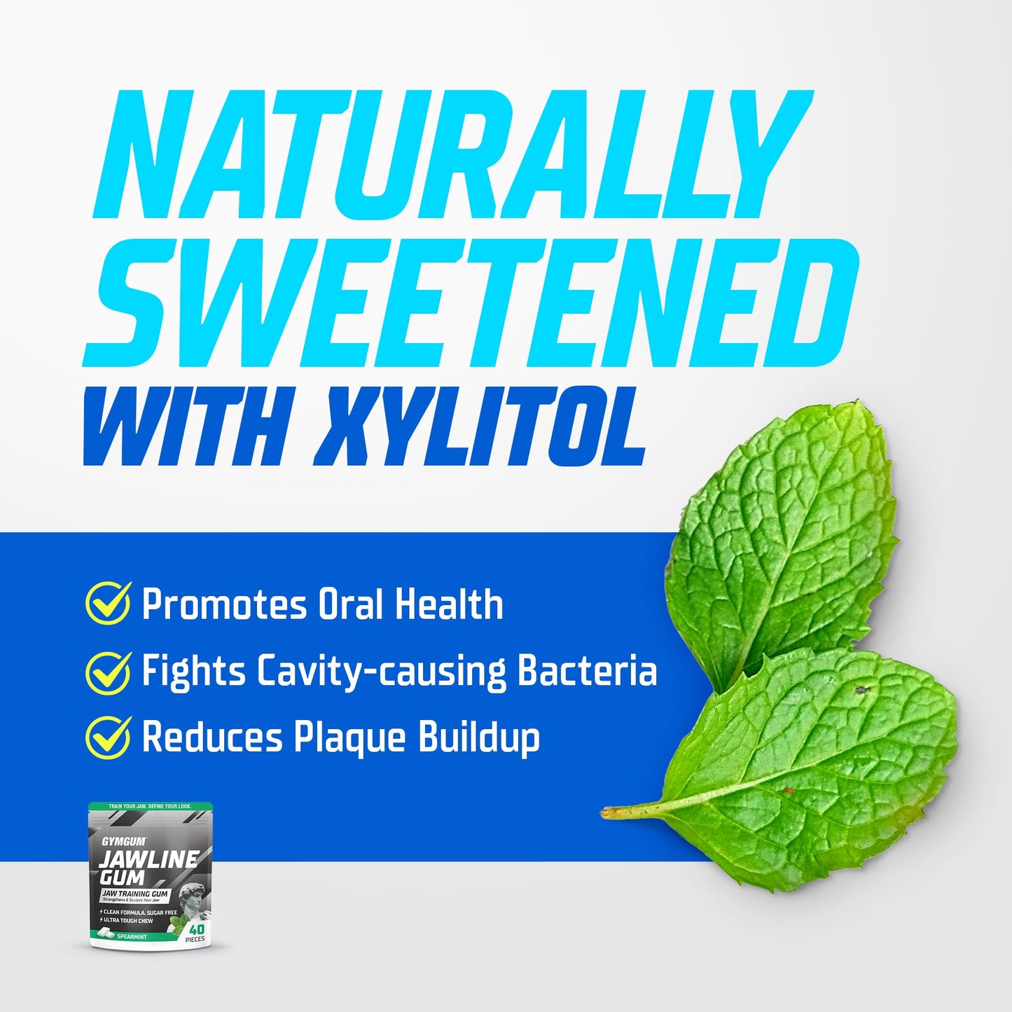 GYMGUM Jawline Gum Ultra Hard Chewing Gum | No Calories, No Sugar, No Artificial Sweeteners | Keto Friendly Mewing Gum for Jawli
