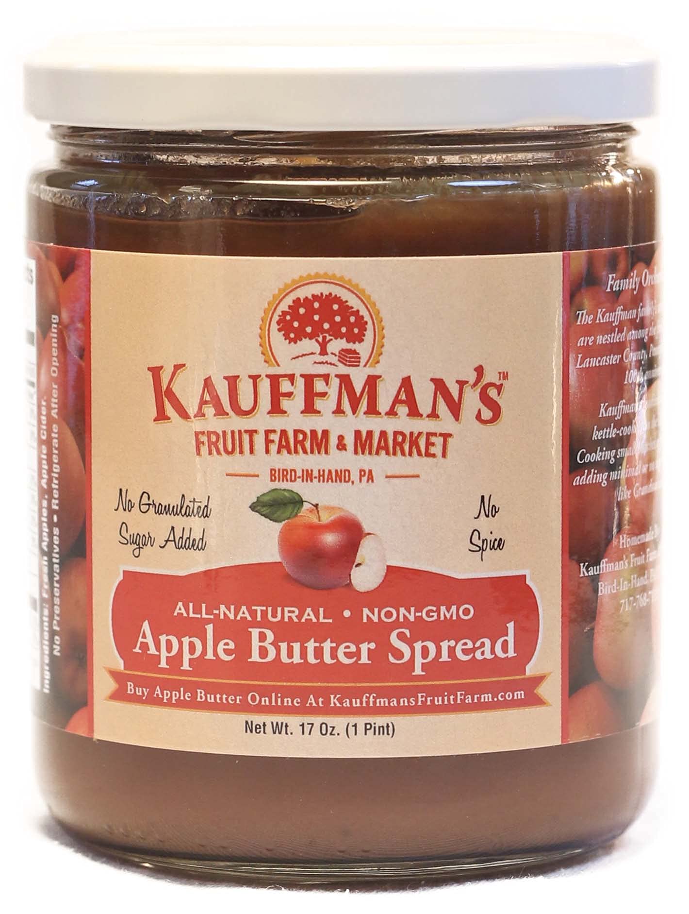 Kauffmans Fruit Farm Homemade Apple Butter Spread, Plain, 17 Oz. (Pack of 6)