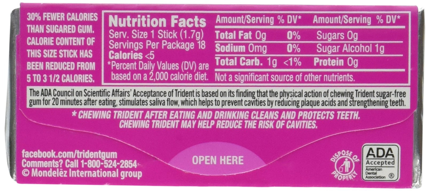 Trident Sugar-Free Bubblegum Gum, 14 Count (Pack of 15) - Delicious Chewing Gum for Fresh Breath