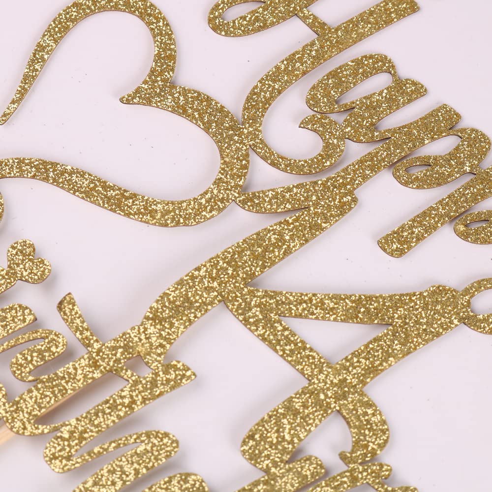 Arokippry Gold Glitter Happy 14Th Birthday Cake Topper - 14 Anniversarybirthday - Hello 14, Cheers To 14 Years,14  Fabulous Cake