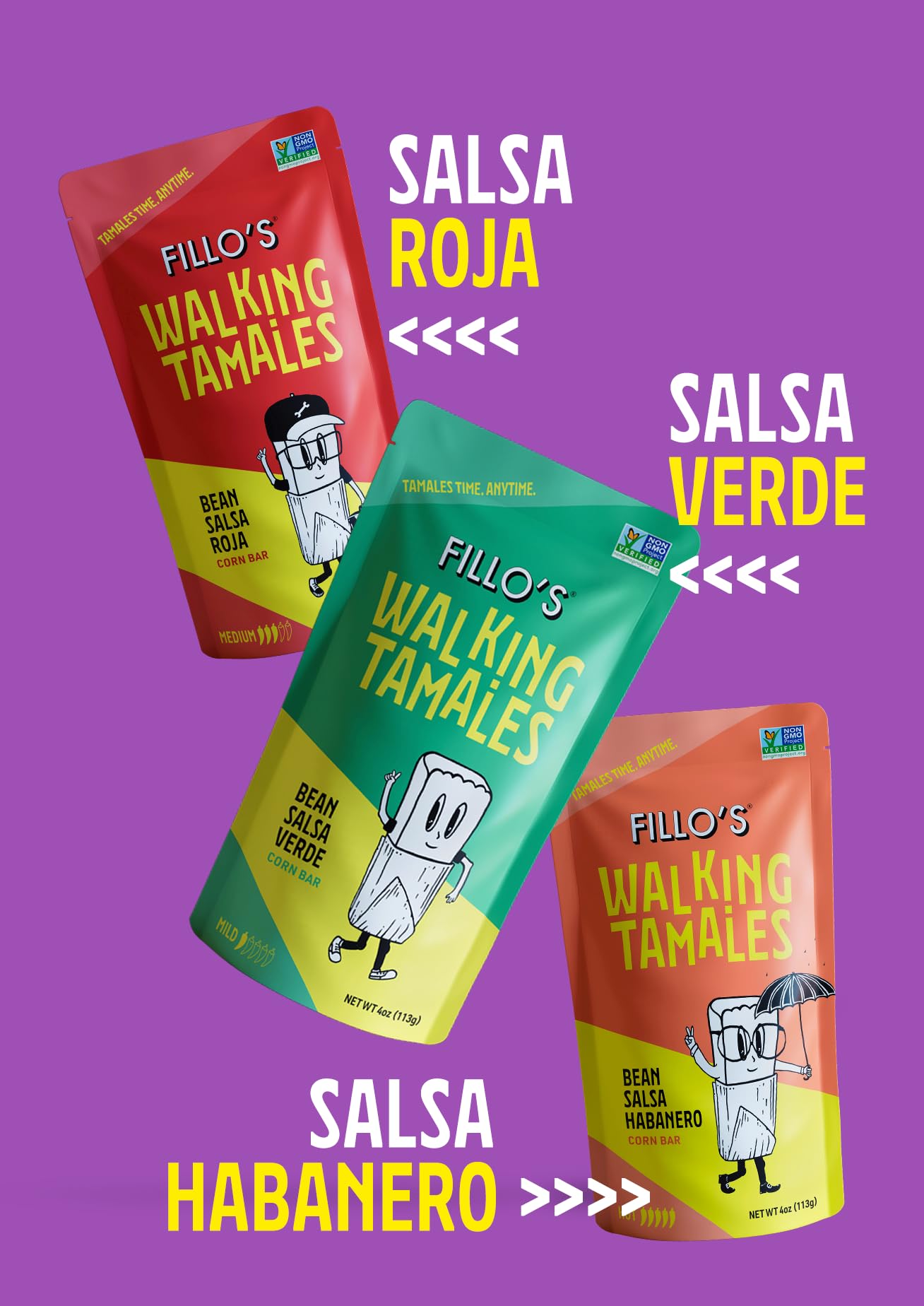 Fillo'S Walking Tamales, Salsa Verde, Pk Of 7, Ready-To-Eat, Delicious, Gluten-Free, Preservative-Free, No Added Sugar, Vegan Ta