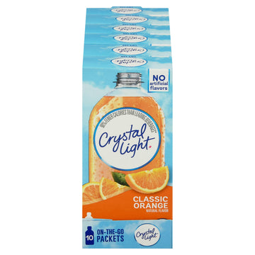 Crystal Light Classic Orange Naturally Flavored Powdered Drink Mix, 120 ct Pack, 12 Boxes of 10 On-the-Go-Packets