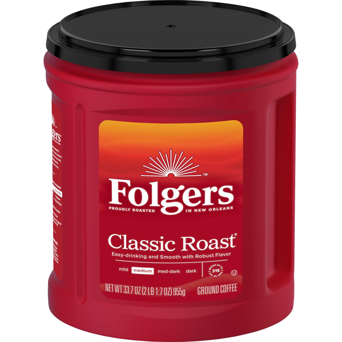 Folgers Classic Roast Medium Roast Ground Coffee, 33.7 Ounces (Pack Of 6)