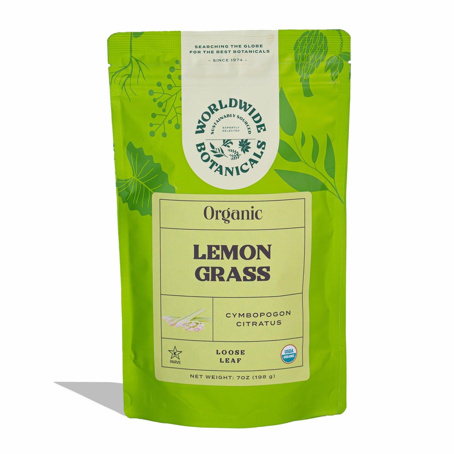 Worldwide Botanicals Organic Lemon Grass Leaves - 7oz Loose Leaf - 100% Pure Cymbopogon citratus - Resealable Bag for Freshness