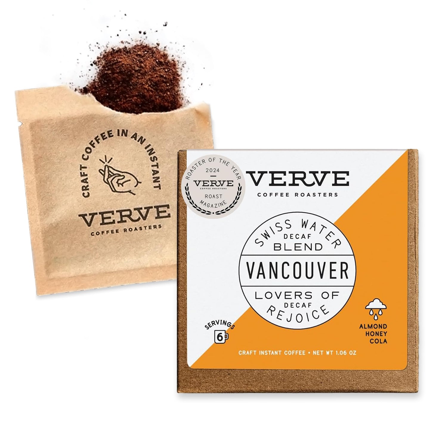 Verve Coffee Roasters Instant Coffee, Medium Roast, Swiss Water Decaf, 6 Count