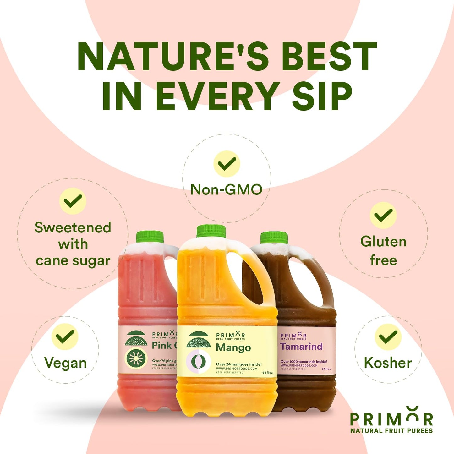 PRIMOR Fruit Purees - Pink Guava, 64 Fl Oz, Made with Real Fruit for Juices, Smoothies, Desserts, and More