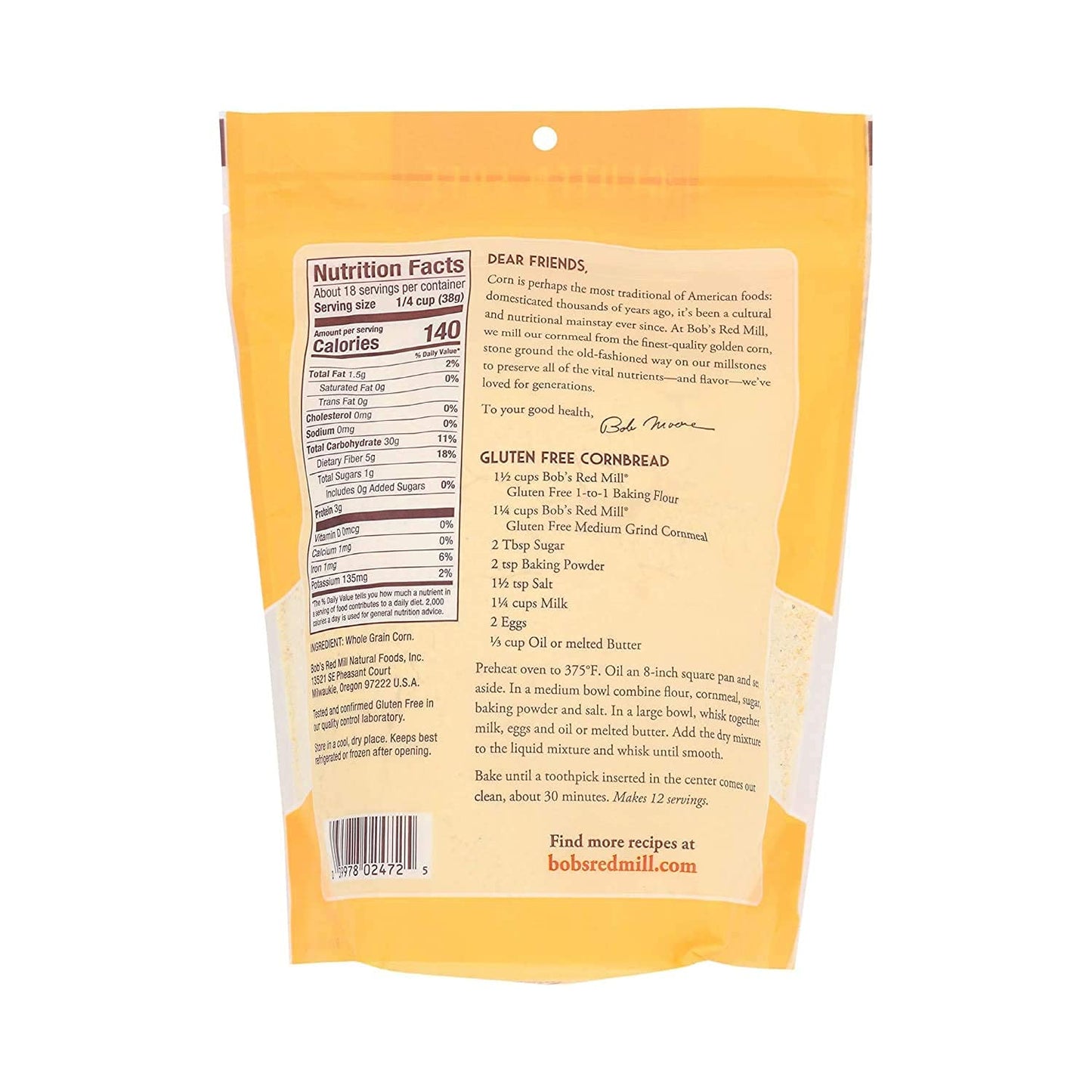 Bob'S Red Mill, Corn Meal, Gluten Free, 24 Ounce (Case Of 3)