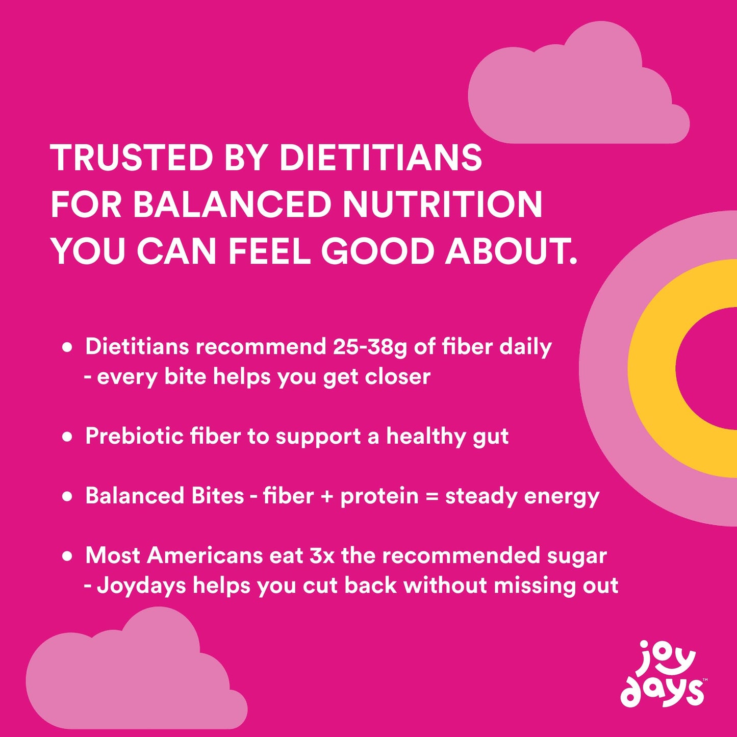 Joydays Chocolate Chip Cookies, 63% Less Sugar and High Fiber Snack, Plus Protein - Made for Balanced Nutrition, Healthy Snacks