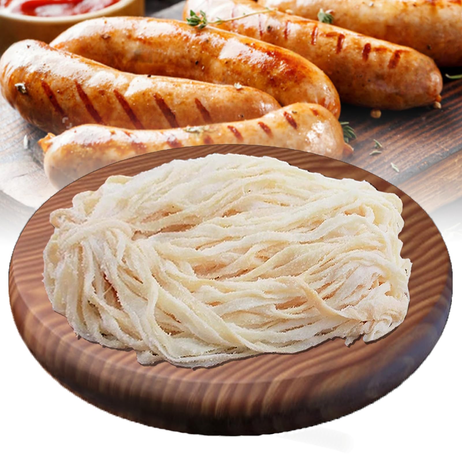 Natural Sheep Sausage Casing,Edible Casings for Sausage Making,Grade A, Pre-Tubed,Great for Snack Sticks,Italian Sausage,Hot Dog