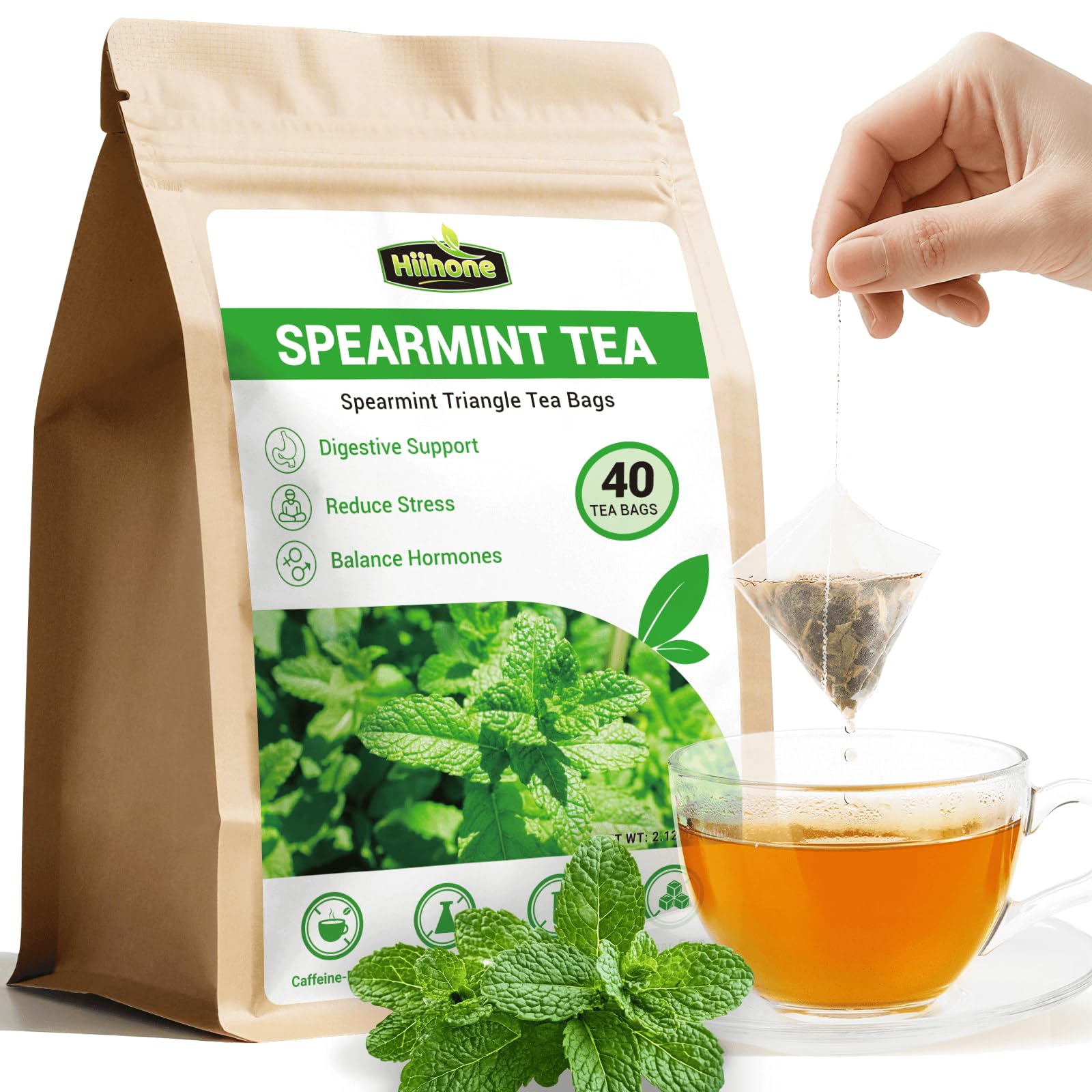 Spearmint Leaf Herbal Tea - Energy Blend Free  40 Tea Bags
