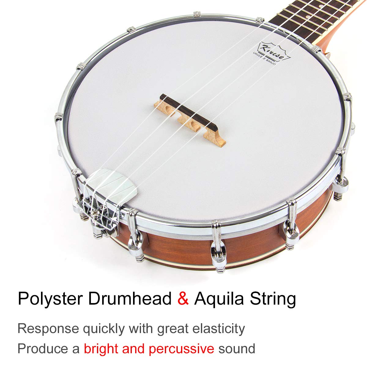 Kmise, 4, Banjo Ukulele, Concert Size 23 Inch (With Bag Tuner Strap Strings Pickup)