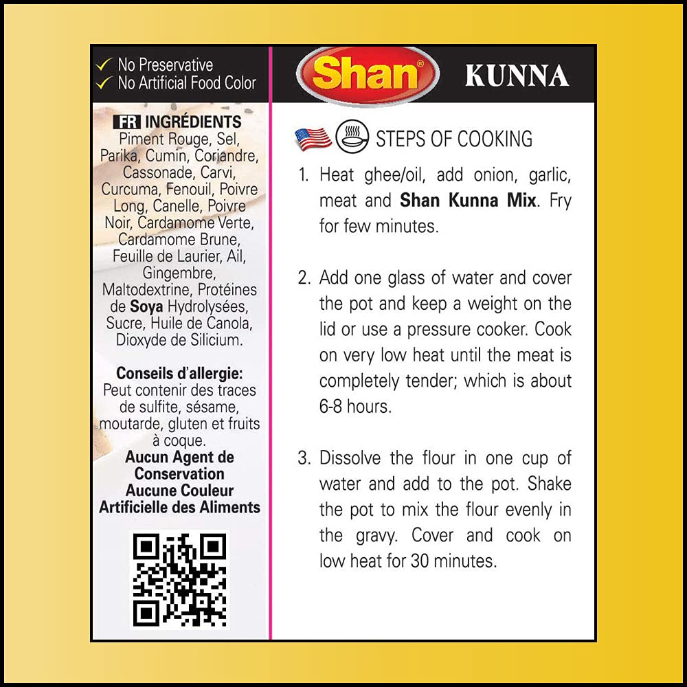 Shan Kunna Recipe and Seasoning Mix - Spice Powder for Stewed Curry - Pack of 6 - Vegetarian - Airtight Bag in Box