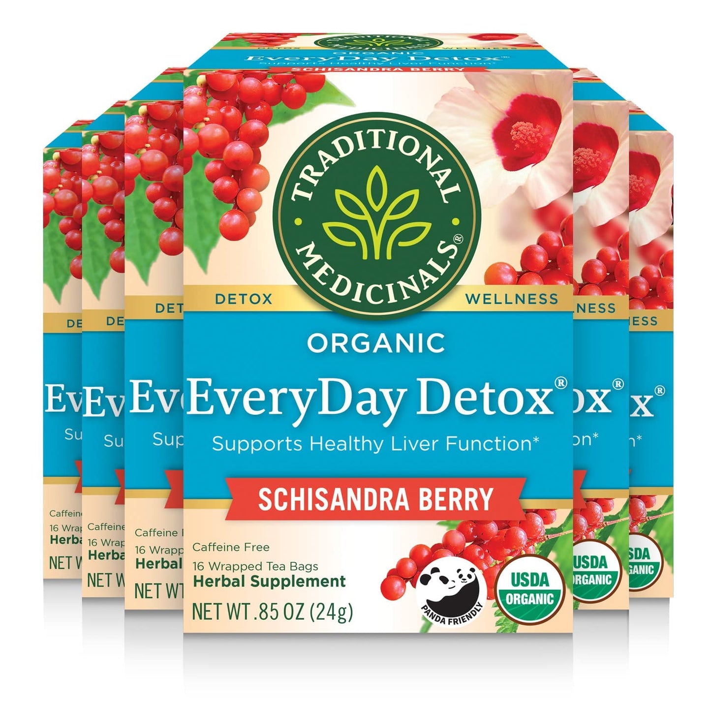 Traditional Medicinals Organic EveryDay Detox Tea, 16 Bags (Pack of 6) (Packaging may vary)