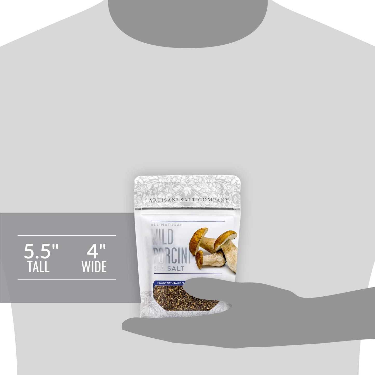 SaltWorks Artisan Salt Fusion Wild Porcini Sea Salt, 4 Ounce Zip-Top Pouch, Light to Dark Brown Crystals