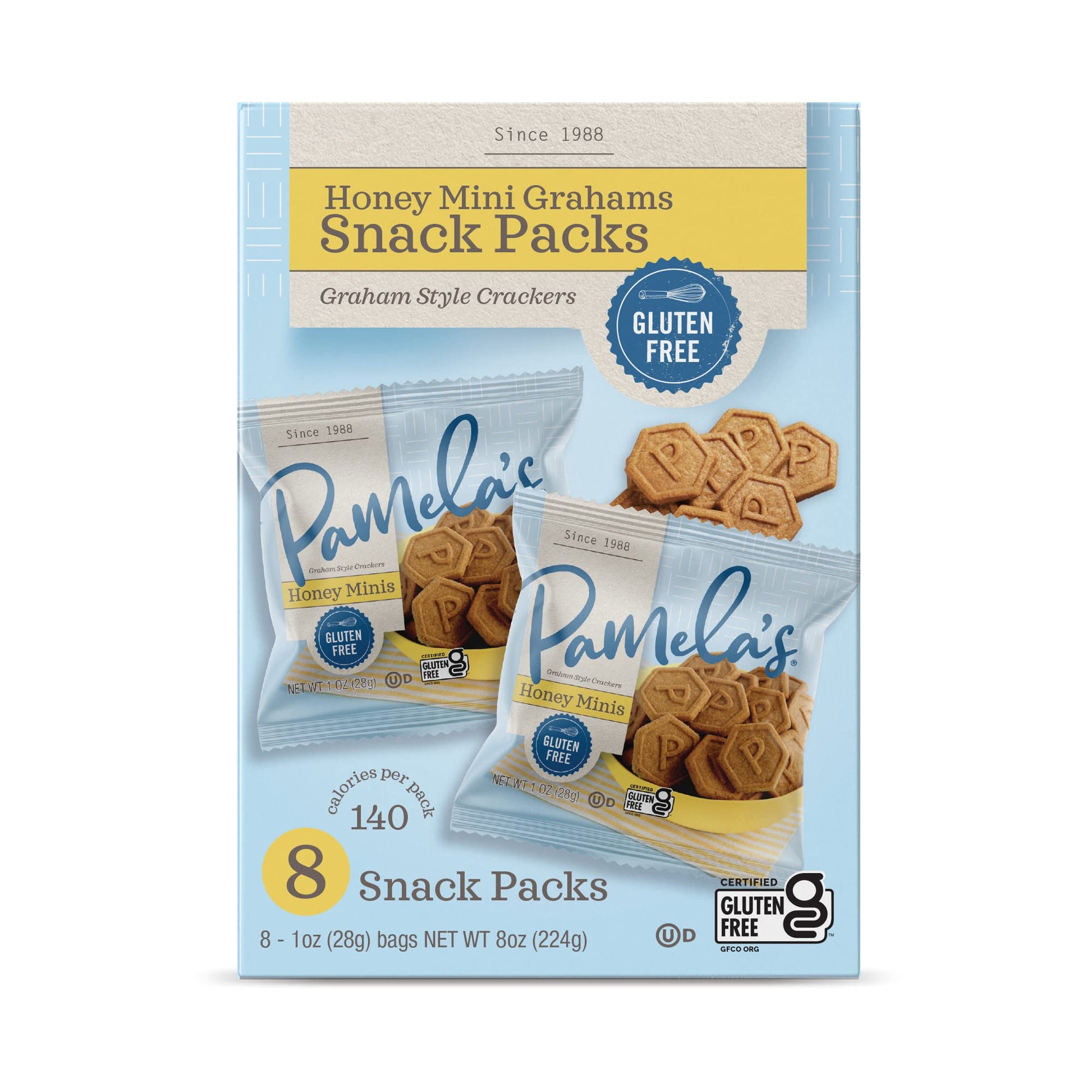 Pamelas Gluten Free Mini Graham Crackers, Honey, 8 Ounce (Pack of 6), Natural