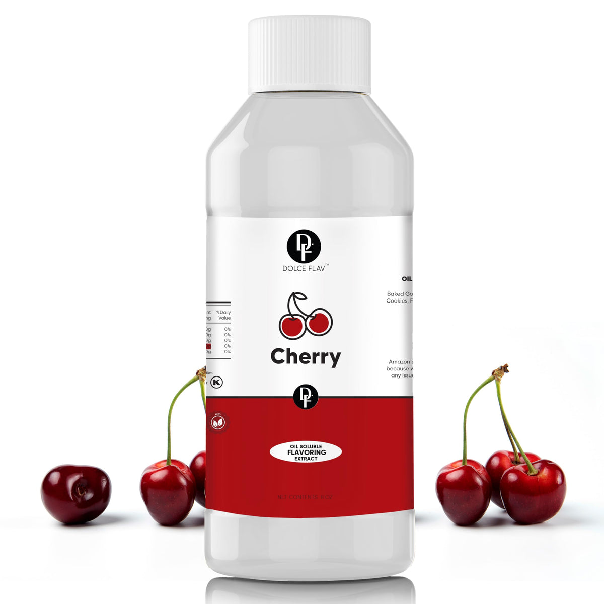 Dolce Flav Cherry Extract - Oil-Soluble, Sugar-Free, Concentrated Flavor - 8 Oz.