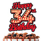 Happy 34th Birthday Cake Topper Fluorescent Flashing Night Out Hen Movie Nightclub Theme Decor Supplies Woman Man Happy Birthday
