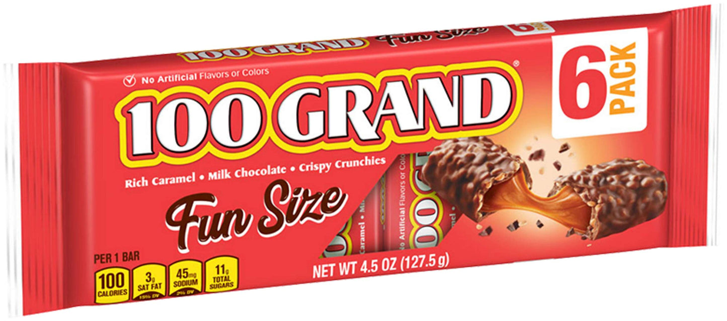 100 Grand Fun Size, 4.5 oz, 6 Count (Pack of 1)