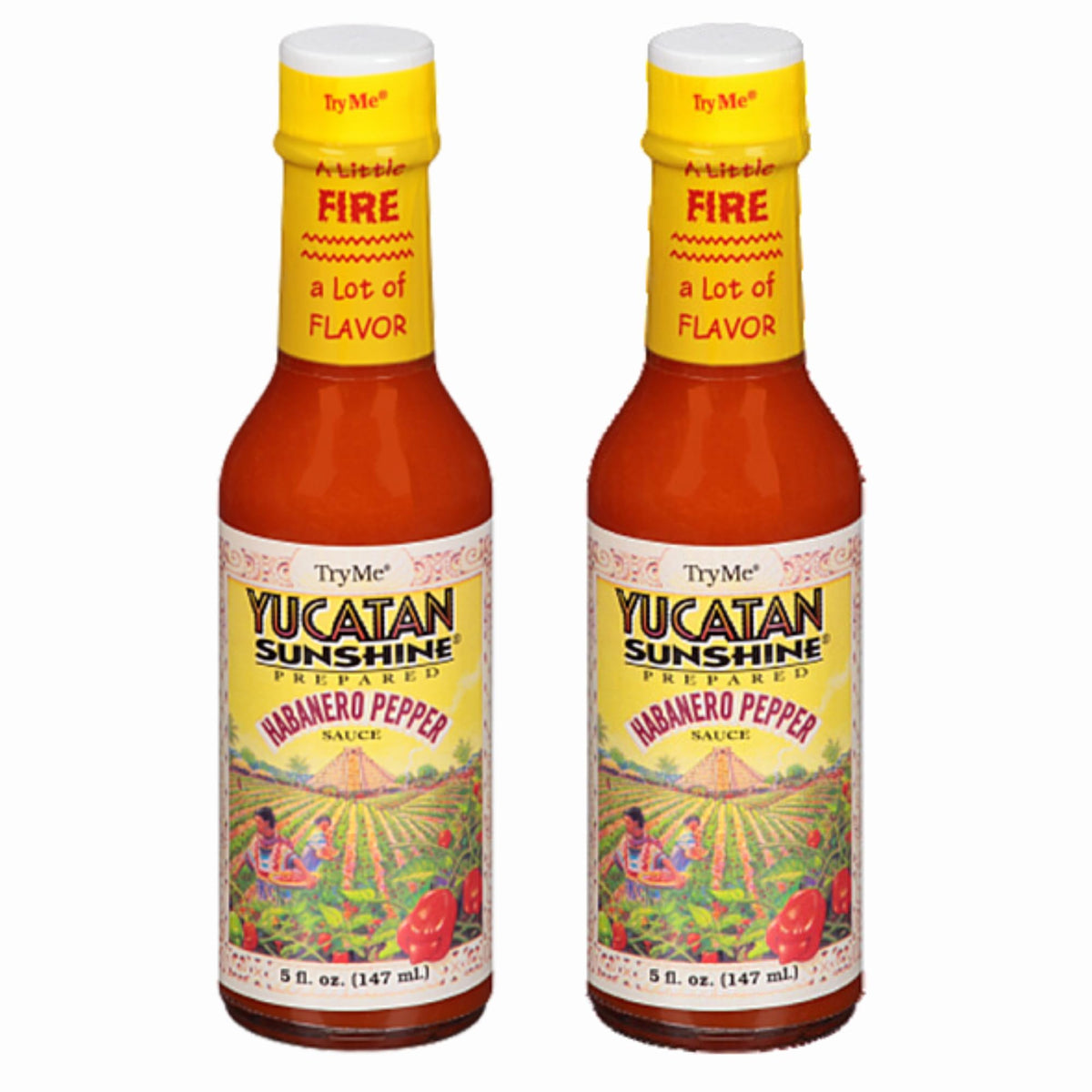 Try Me Yucatan Sunshine Habanero Pepper Sauce, 5oz Bottle (Pack of 2)