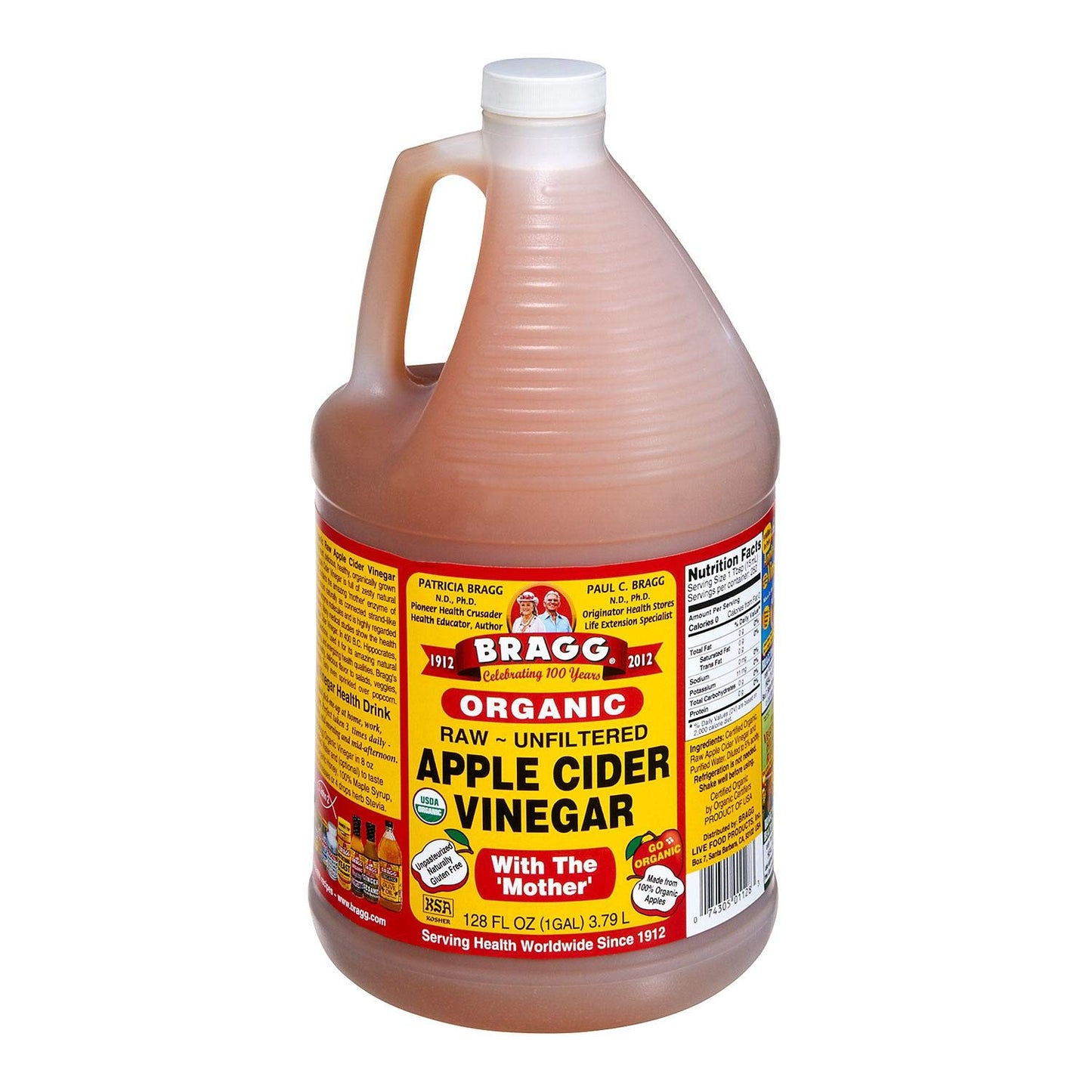 Bragg Organic Raw Apple Cider Vinegar, 128 Ounce (Pack of 4)