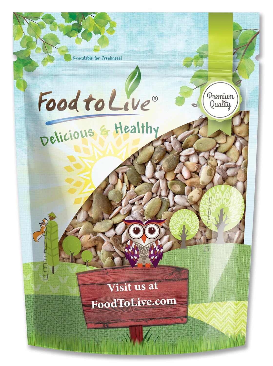 Food to Live Organic Sunflower and Pumpkin Seed Mix, 1 Pound - Natural Snack, Rich in Protein, Perfect for Snacking, Baking and 