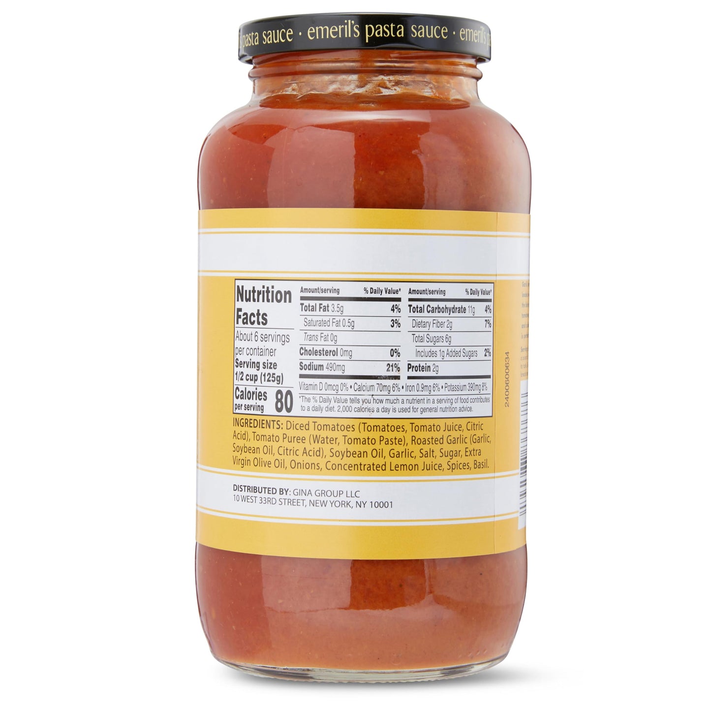 Emeril Lagasse Pasta Sauce Roasted Garlic 25 Oz Jar Gourmet Sauce for Pasta, Spaghetti, Pizza & More
