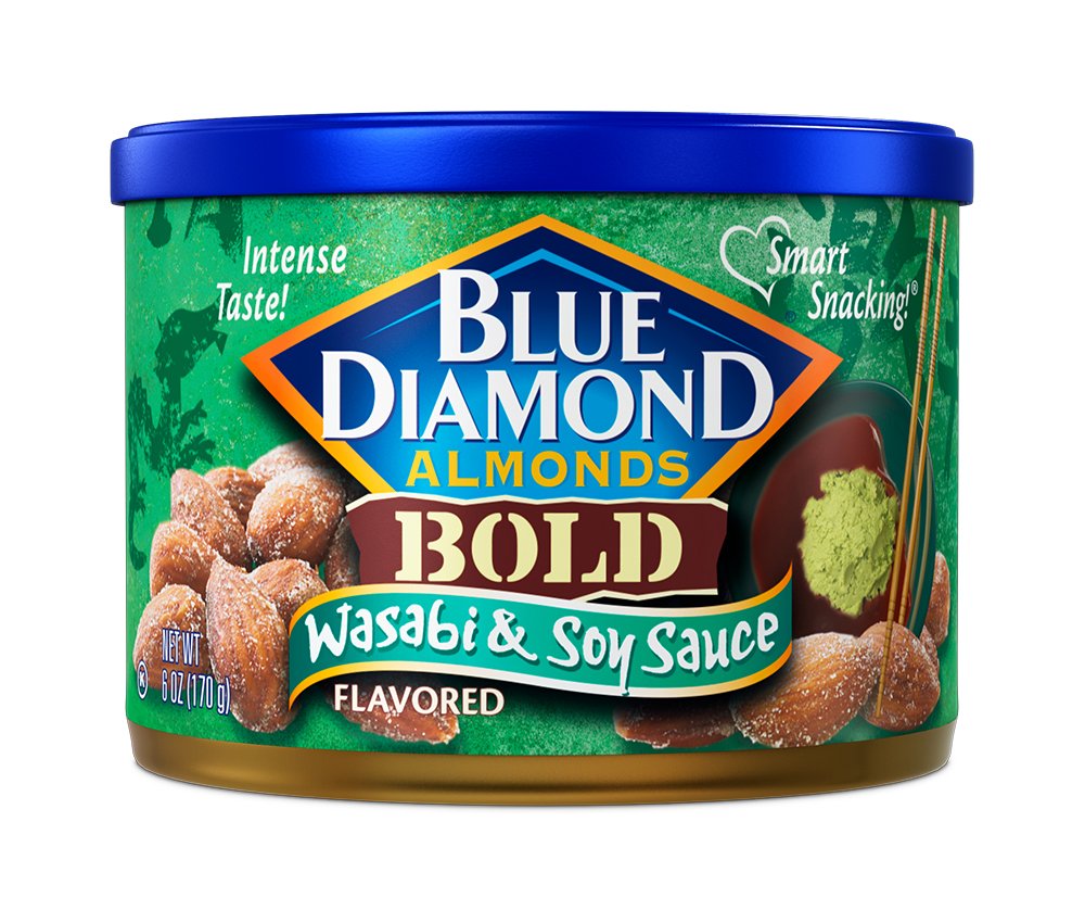 Blue Diamond Bold Wasabi & Soy Sauce Almonds 6 oz (Pack of 12)