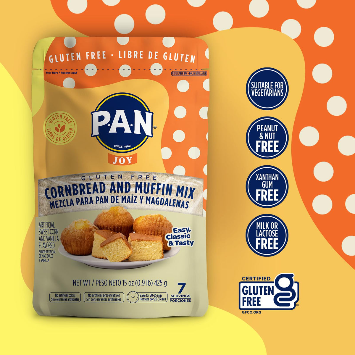 P.A.N Cornbread and Muffin Mix - Gluten Free Baking Mix 0.9 lb. (6 Pack)
