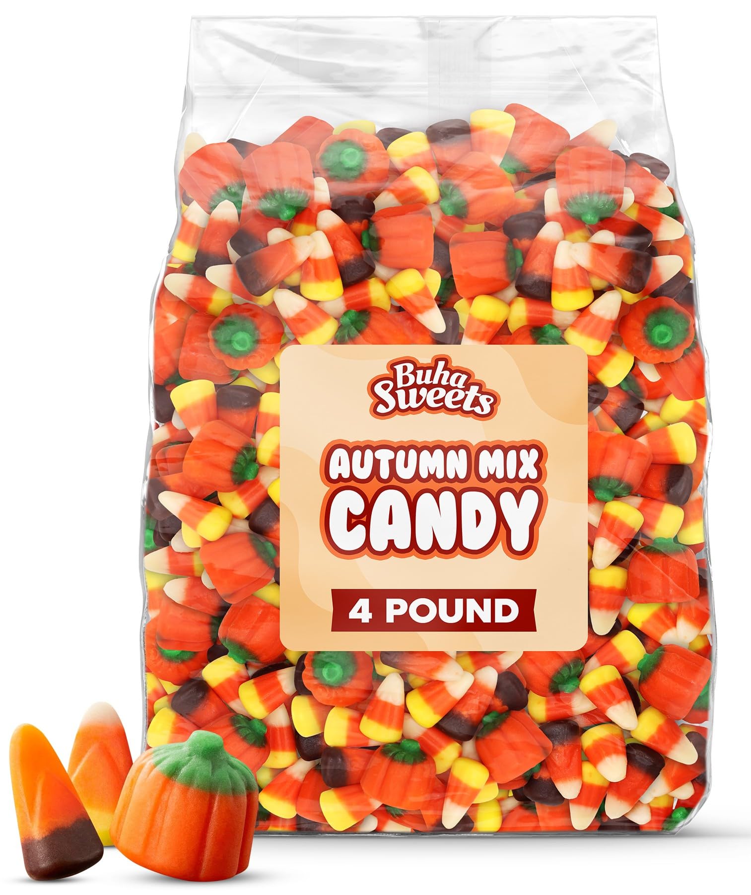 Bulk Autumn Mix Candy 4 Pound Bag - Assorted Fall Flavors  Classic & Harvest Candy Corn  Pumpkin Shaped Halloween Candies Variety For Halloween Parties  Buffets and 