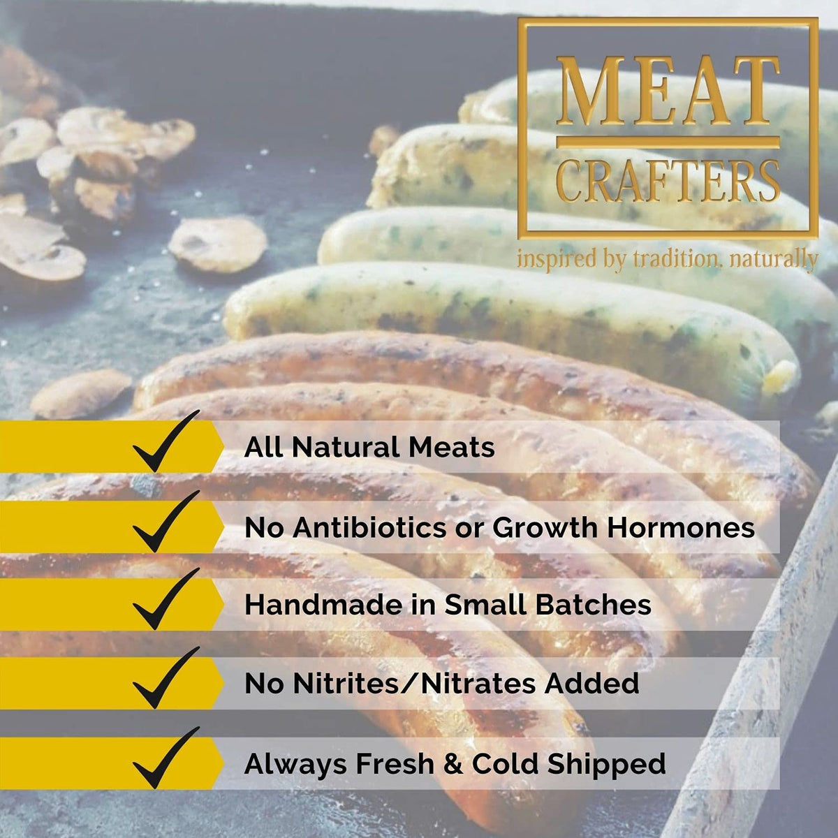 Meatcrafters Mediterranean Lamb Sausage, No Antibiotics, Preservative Free, 12Oz (4-Pack, 16 Total Links)