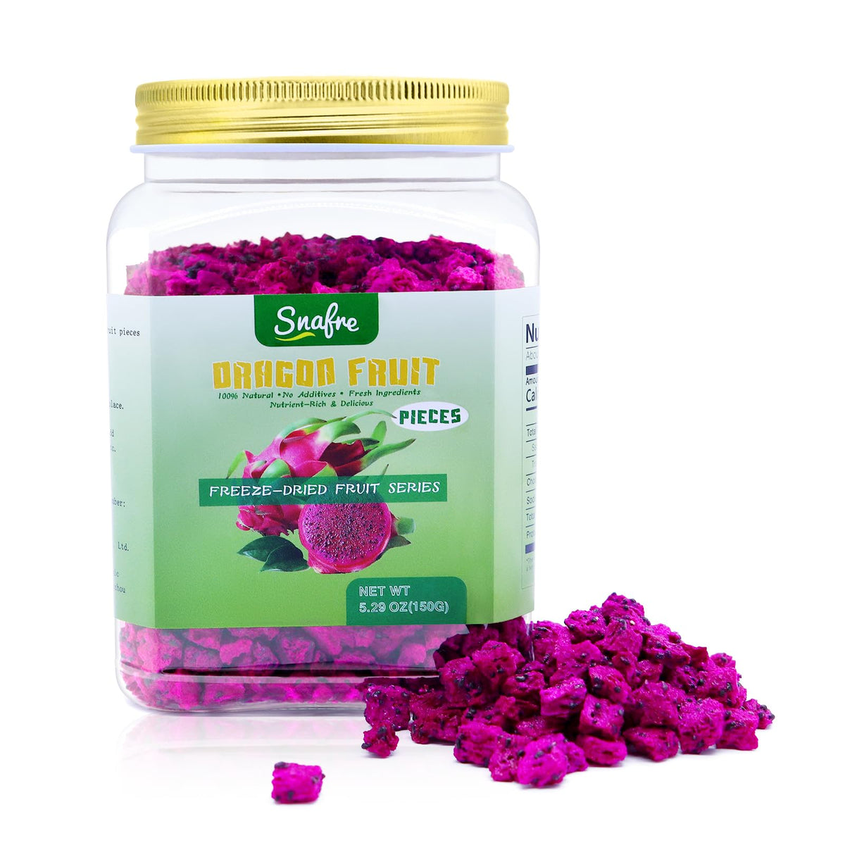 Freeze Dried Dragon Fruit, Freeze Dried Fruit, 150G/5.3OZ No Sugar Added, 100% Natural, Dri-ed Dragon Fruit for Yogurt, Cereal, 