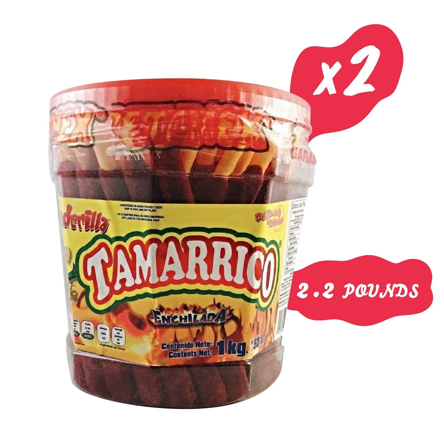 2 Pack BETAMEX Tamarrico Candy Tamarind Flavor Sticks 50 Pcs 1kg/2.2pounds - Mexican Candy - Chili and Tamarind - Spicy Flavor