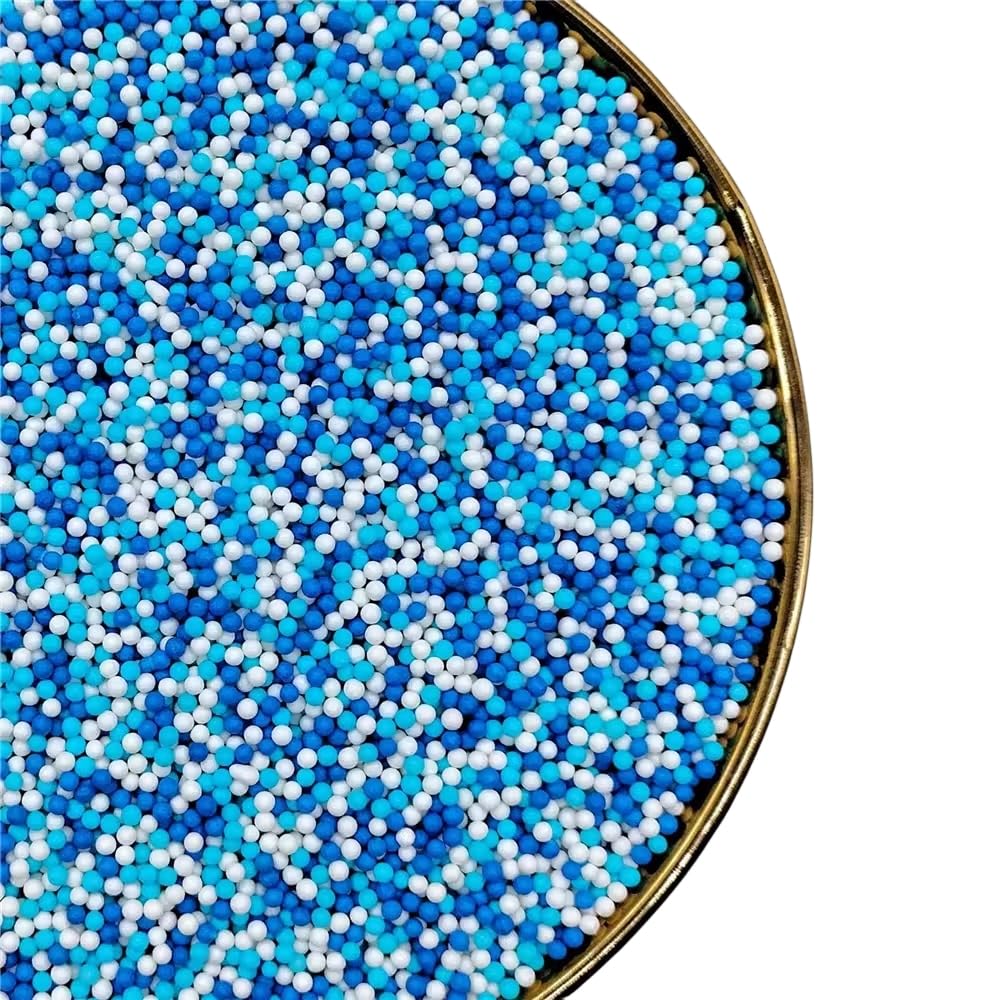 NIPEOR Edible Pearl Sprinkles for Cake Decorating - 2mm Blue Light Blue - 130g/4.6oz 1 Bottle