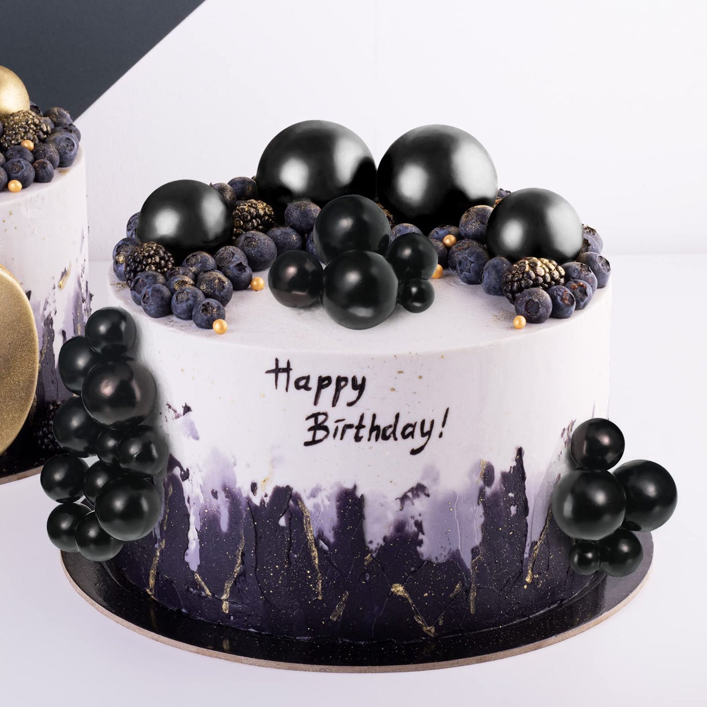 Yulejo 38 Pieces Ball Cake Decorations Set, Acrylic Cupcake Picks, Number 0-9, Black, Model Yulejo-Cake Topper-08