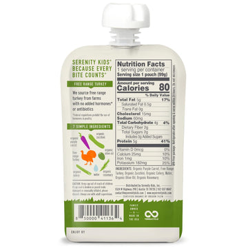 Serenity Kids 6+ Month Baby Food Puree Pouches with Ethically Sourced Meat & Organic Veggies - 3.5 Oz BPA-Free Pouch - Free Rang