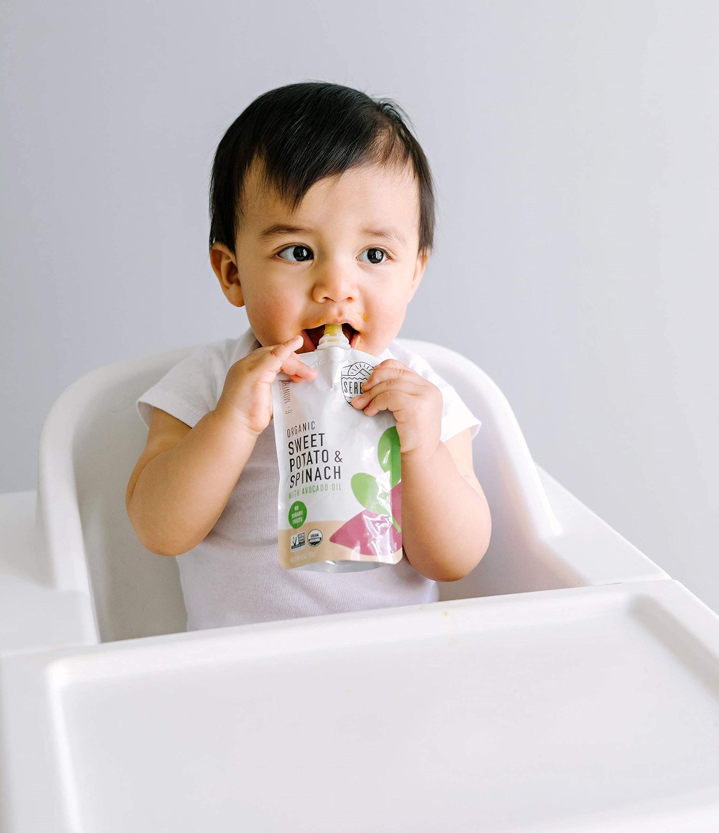 Serenity Kids 6+ Months Usda Organic Veggie Puree Baby Food Pouches - No Added Sugar Or Fruit & Bpa-Free & Allergen-Free - Sweet Potato & Spinach Baby Snacks - 3.5 Oz, 12 Pack