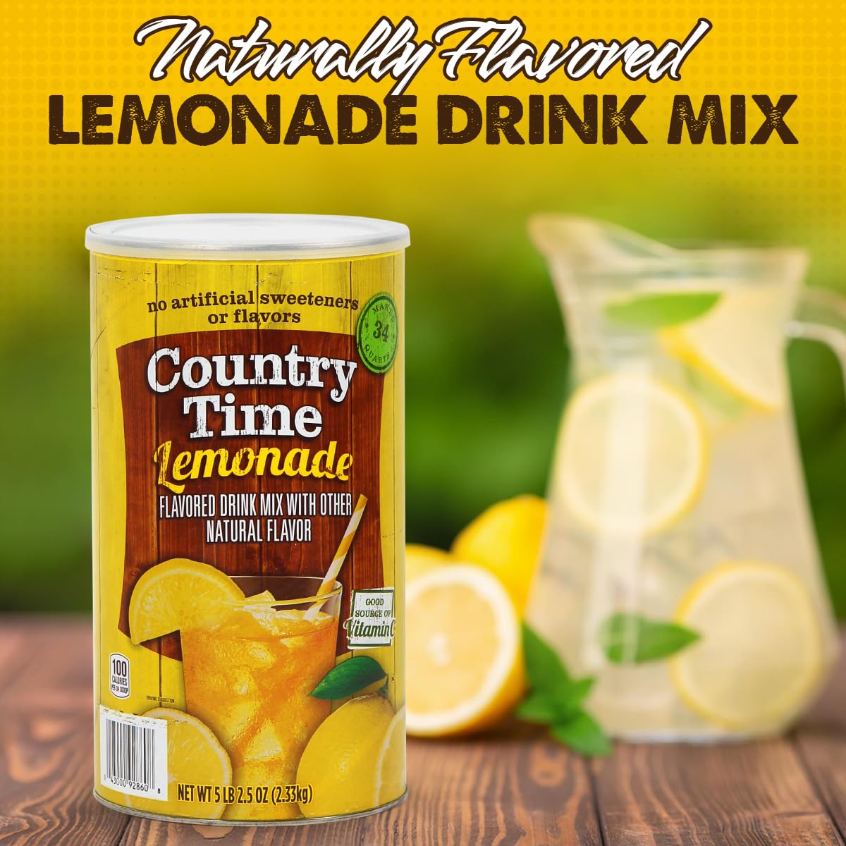 Powdered Lemonade Drink Mix- Countrytime Refreshing Lemonade Mix Powder Drink With Other Natural Flavor - Packaged In Resealable Canister With Easy Measure Scoop, 5Lb Bucket, 2 Pack (Total 10.3Lb)