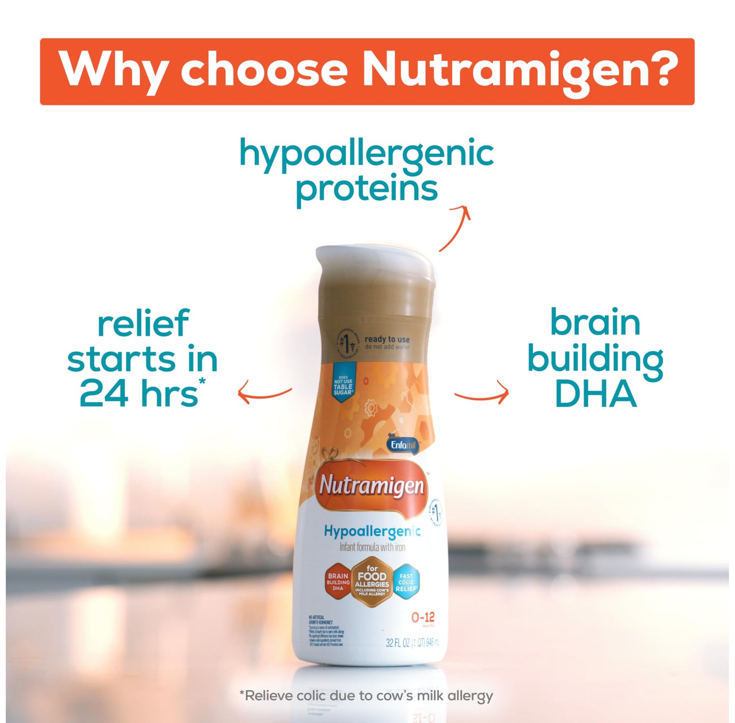 Enfamil Nutramigen Hypoallergenic Baby Formula with Iron, Lactose Free, Colic Relief from Cows Milk Allergy Starts in 24 Hours,